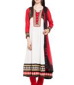White Plain Georgette Salwar With Dupatta