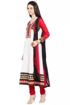 White Plain Georgette Salwar With Dupatta