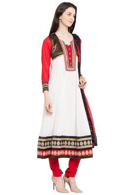 White Plain Georgette Salwar With Dupatta 3