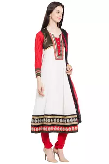 White Plain Georgette Salwar With Dupatta