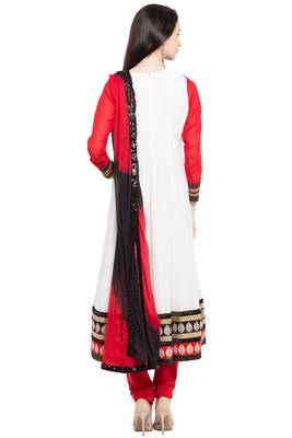 White Plain Georgette Salwar With Dupatta 4