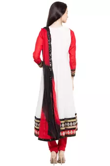 White Plain Georgette Salwar With Dupatta