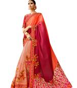 Peach Embroidered Silk Saree With Blouse