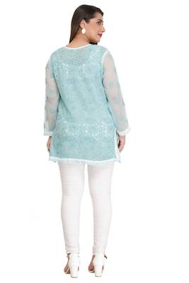 Ada White Embroidered Cotton Chikankari Short Kurti  2