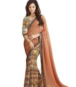 Multicolor printed georgette saree with blouse