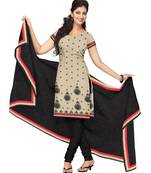 Designer Ethnic  Cotton Traditional  Indian Beige Resham Embroidered Normal Salwar Suit Fabric