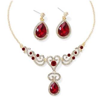 Red crystal necklace-sets 1