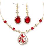 Red crystal necklace-sets