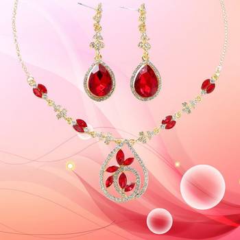 Red crystal necklace-sets 3