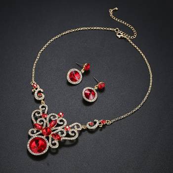 Red crystal necklace-sets 4