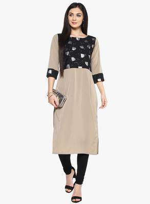 grey faux_crepe crepe stitched kurti 1