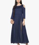blue raw_silk polyester stitched kurti