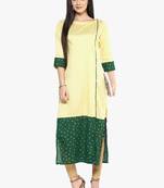 yellow raw_silk polyester stitched kurti