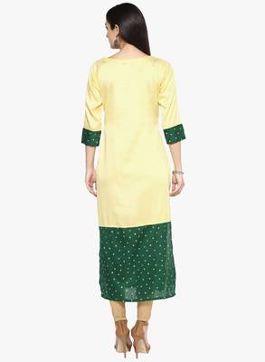 yellow raw_silk polyester stitched kurti 3