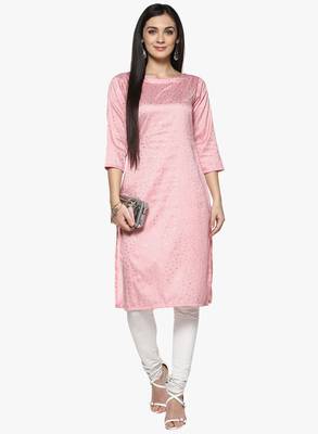 pink raw_silk polyester stitched kurti 1