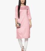 pink raw_silk polyester stitched kurti