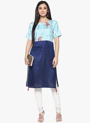 multicolor raw_silk polyester stitched kurti 1
