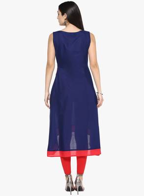 blue floral_print cotton stitched kurti 2