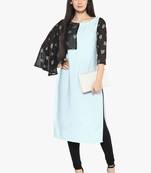 blue faux_crepe crepe stitched kurti