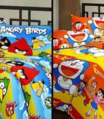eCraftIndia Set of Angry Birds and Doraemon Design Single Bed Reversible AC Blanket