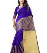 Purple woven silk blend saree with blouse