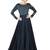 Navy Blue Embroidered Satin Semi stitched Gown