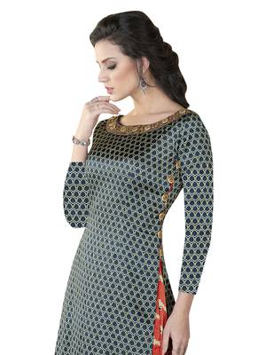 Navy Blue Embroidered Satin Semi stitched Gown 2