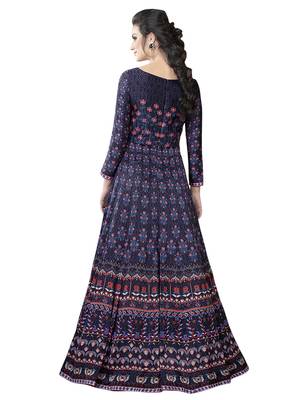 Violet Embroidered Satin Semi stitched Gown 3