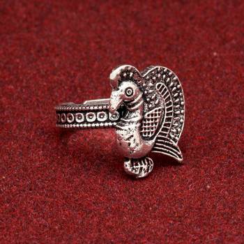 Silver Color Burids Design Ring Oxidised Ring 1