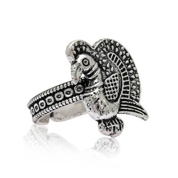 Silver Color Burids Design Ring Oxidised Ring 3