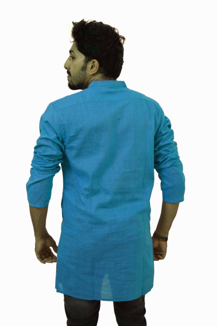 Blue Cotton Solids Mens Wear Kurta RIDERS 2417318