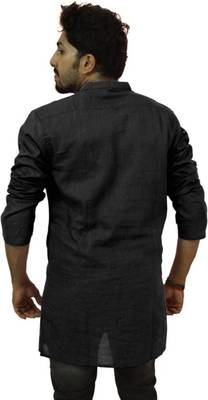 Black Cotton Solids Mens Wear Kurta 2
