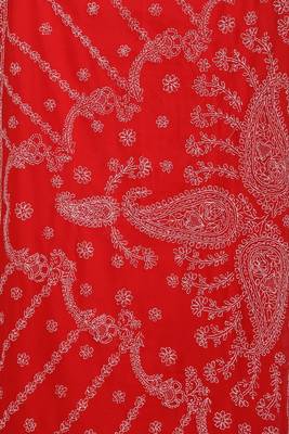 Ada Red Embroidered Faux Georgette Chikankari Saree 4