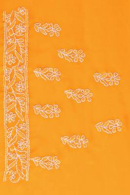 Handmade Mustard Faux Georgette Lucknowi Chikankari Indian Women Saree With Blouse 5