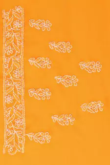 Handmade Mustard Faux Georgette Lucknowi Chikankari Indian Women Saree With Blouse