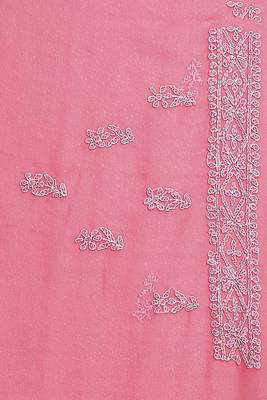 Ada Pink Embroidered Faux Georgette Chikankari Saree 5