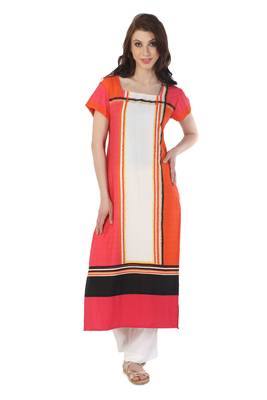 Multicolor printed crepe stitched kurti 1