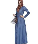 Light blue denim stitched abaya