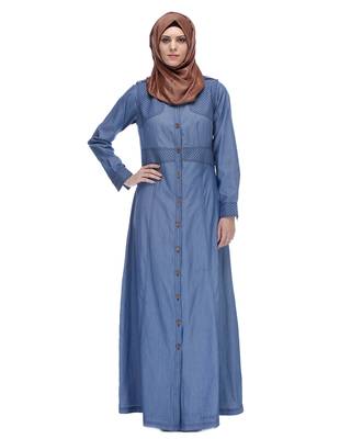 Light blue denim stitched abaya 3