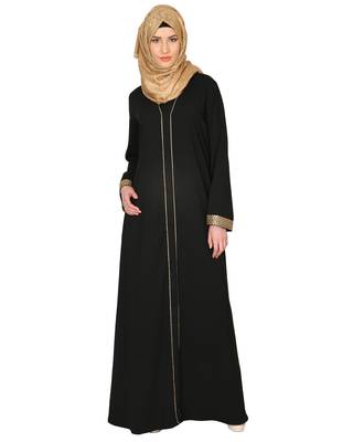 Modest Forever  Black heather moss stitched abaya 1