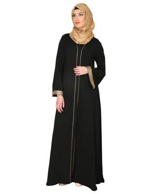Modest Forever  Black heather moss stitched abaya 3