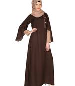 Chocolate brown poly moss stitched abaya