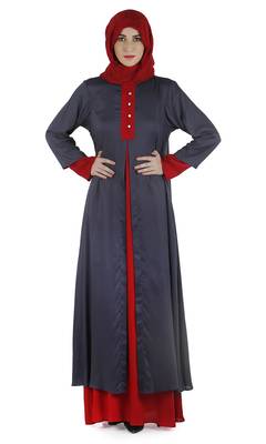 Grey rayon stitched abaya 1