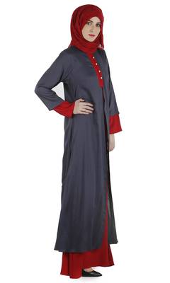 Grey rayon stitched abaya 2