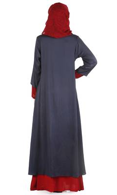 Grey rayon stitched abaya 3