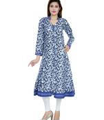 Indigo printed stitched cotton-kurtis