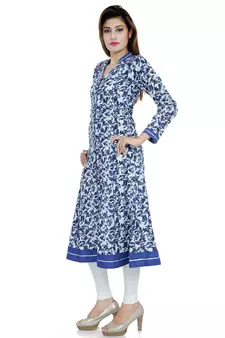Indigo printed stitched cotton-kurtis