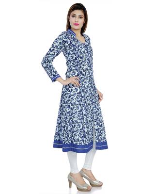 Indigo printed stitched cotton-kurtis 3