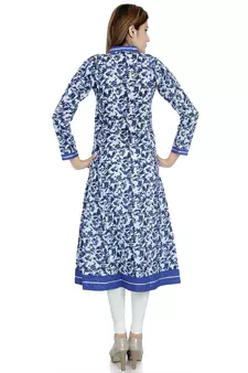 Indigo printed stitched cotton-kurtis