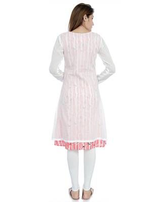 White printed stitched cotton-kurtis 4